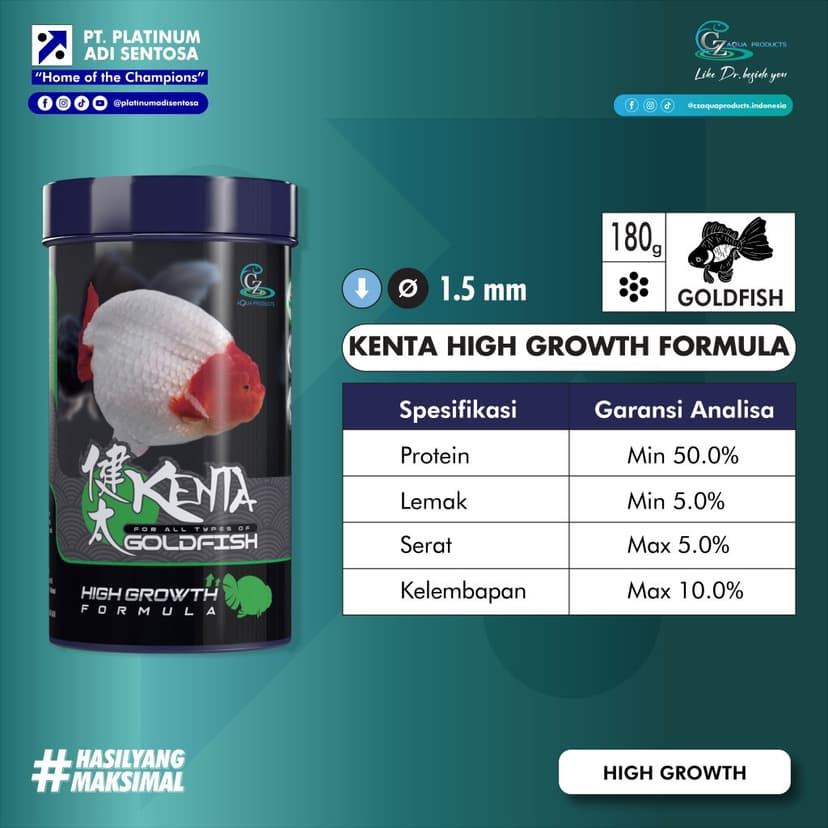 CZ Aqua Product_Kenta High Growth Formula_Spesifikasi