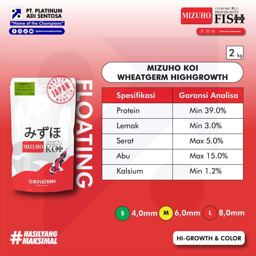 Mizuho Koi Wheatgerm Highgrowth_Spesifikasi
