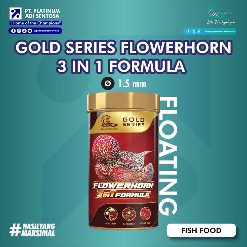 CZ Aqua Product_Gold Series Flowerhorn 3 in 1 Formula_Cover Depan