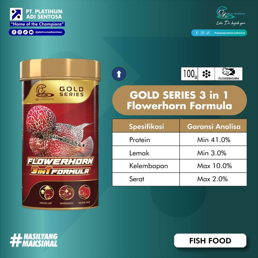 CZ Aqua Product_Gold Series Flowerhorn 3 in 1 Formula_Spesifikasi