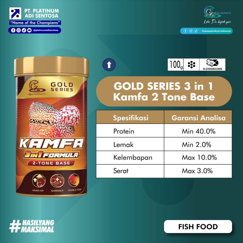 CZ_Aqua Product_Gold Series Kamfa 3 in 1 Tone Base_Spesifikasi